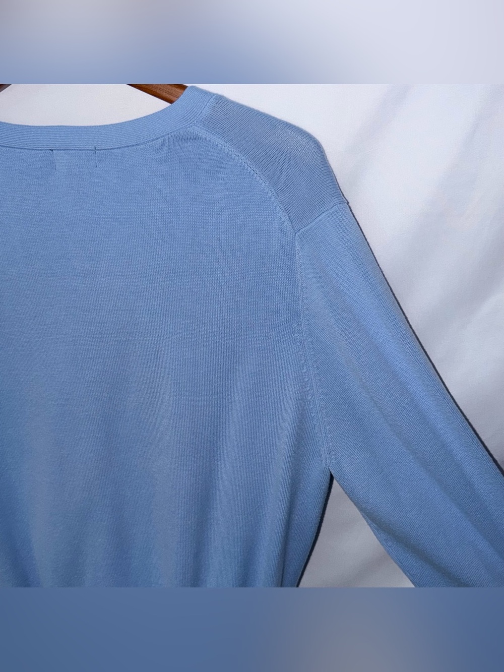 Vintage Evie Light Baby Blue Cotton V-Neck Size XL Retro Y2K Cardigan Sweater - Picture 12 of 16